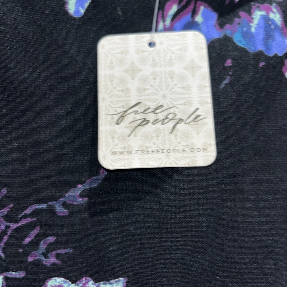 Free People Mayberry Mini Dress Size Medium Blue Purple Floral Linen Blend NWT - Picture 12 of 13